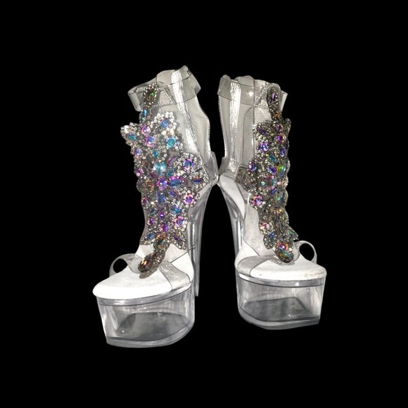 Size 7 jeweled platform dancer heels - Picture 4 of 4